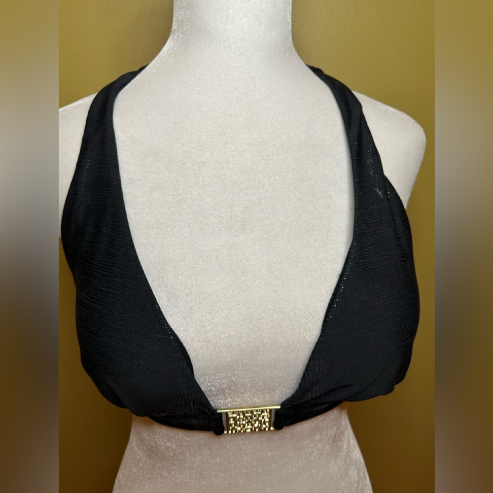 Plunge Lightly Padded Black Bikini Top